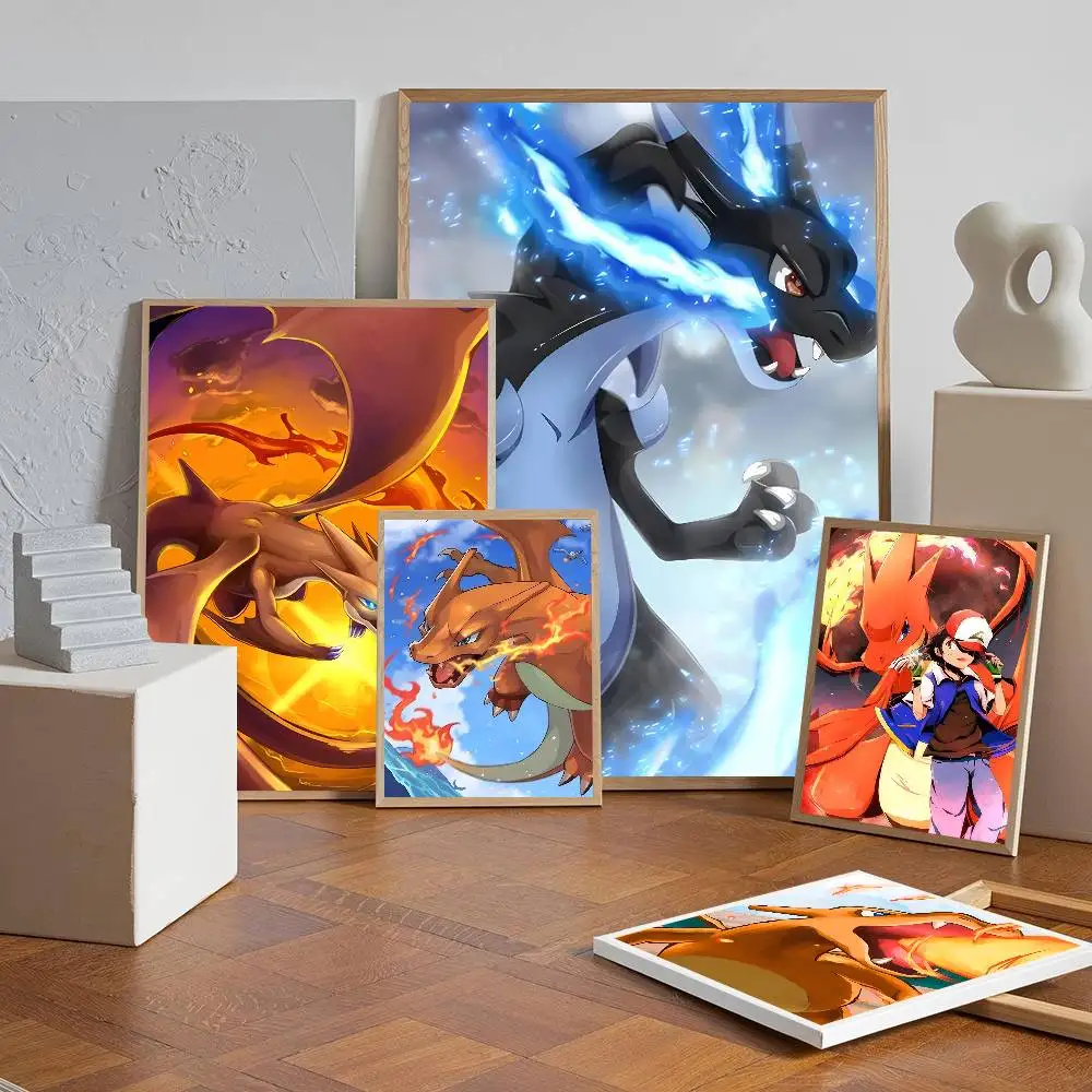 Pôster de anime japonês charizard, arte autoadesiva, adesivo de papel à prova d'água, café, bar, decoração de parede de sala, imperdível