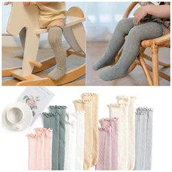 Chaussettes hautes à volants pour enfants, chaussettes longues et douces en coton pour bébés filles et tout-petits, avec dentelle et fleurs, pour nouveau-nés de 0 à 5 ans