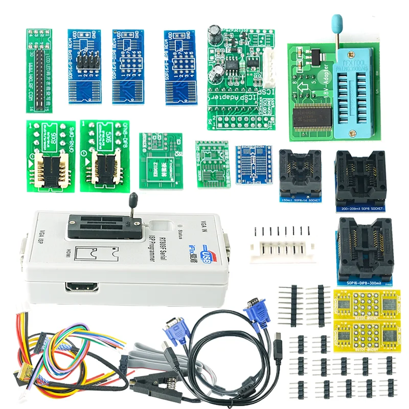 Imagem -05 - Original Rt809f Serial Isp Programador com 16 Adaptadores Mais 1.8v Adaptador Mais Clipe de Teste Sop8 Edid Cabo Icsp Bios Universal Programador