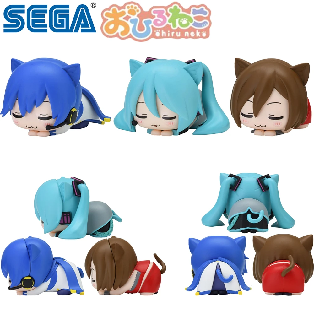 Pre Sale Original Sega Ohiruneko Mini Figure Piapro Characters Meiko Kaito Hatsune Miku Anime Cute Q Style Figure Model Toys