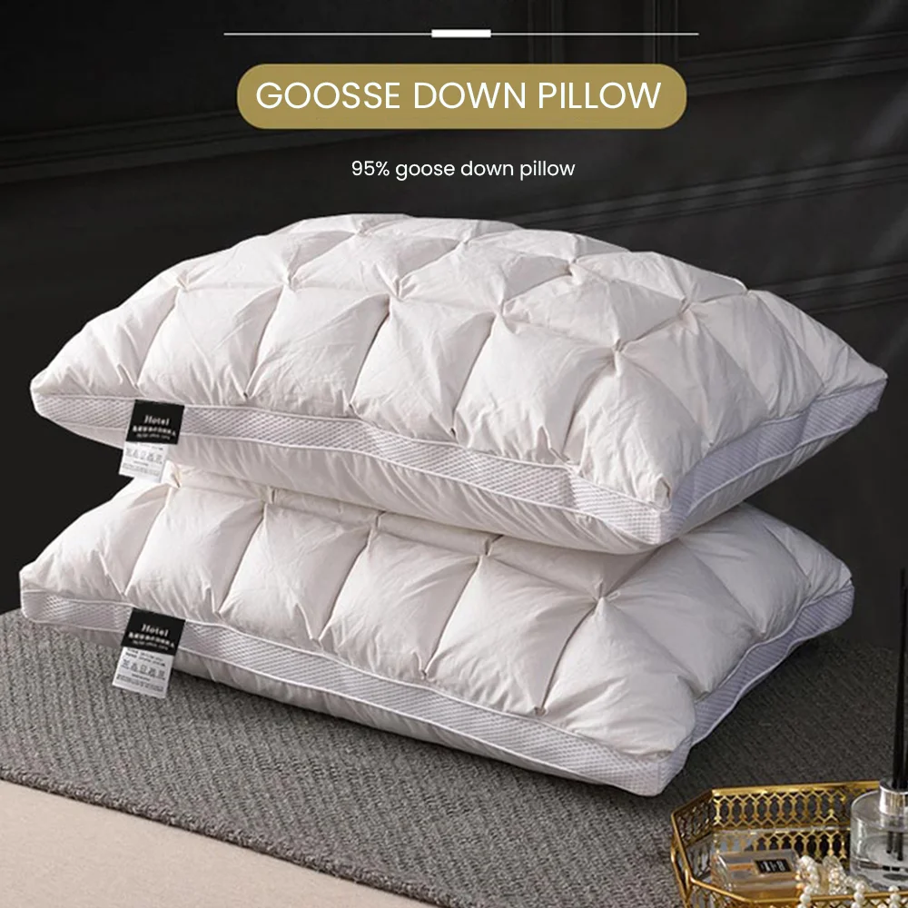 

Five-star hotels special down pillow 95 white goose down pillow core soft household cervical vertebrae sleep a pair of adults