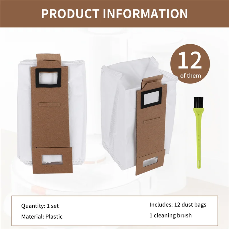 

A31Z-12 Pack Dust Bag Accessories For Xiaomi Roborock S7 S7 Plus S7+ Vacuum Cleaner Replacement Parts Vacuum Cleaner Bags