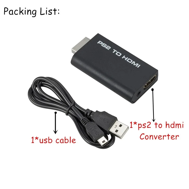 GRWIBEOU PS2 to HDMI-compatible Audio Video Converter Adapter 480i/480p/576i with 3.5mm Audio Output for All PS2 Display Modes