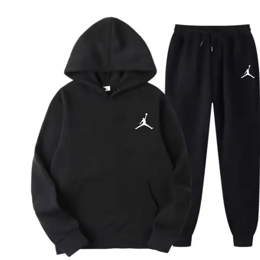 Set Pullover Pria Basket Luar Ruangan Baru, Setelan Dua Potong Sweater Pria Musim Semi dan Musim Gugur yang Modis dan Kasual + Celana Panjang