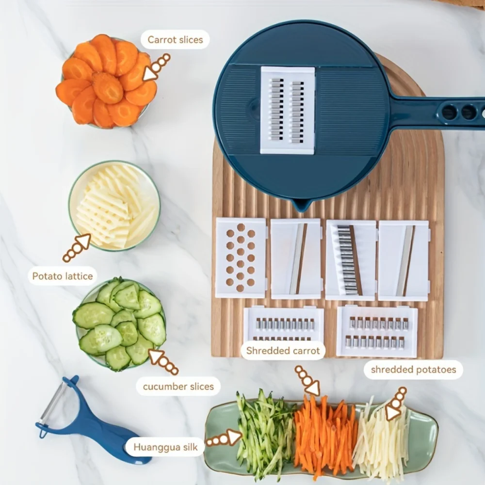 12In1 Kitchen Vegetable Chopper Manually Cut Shred Slicer Radish Grater Vegetable Cutter for Hotel Commercial Kitchen Accessory image 3