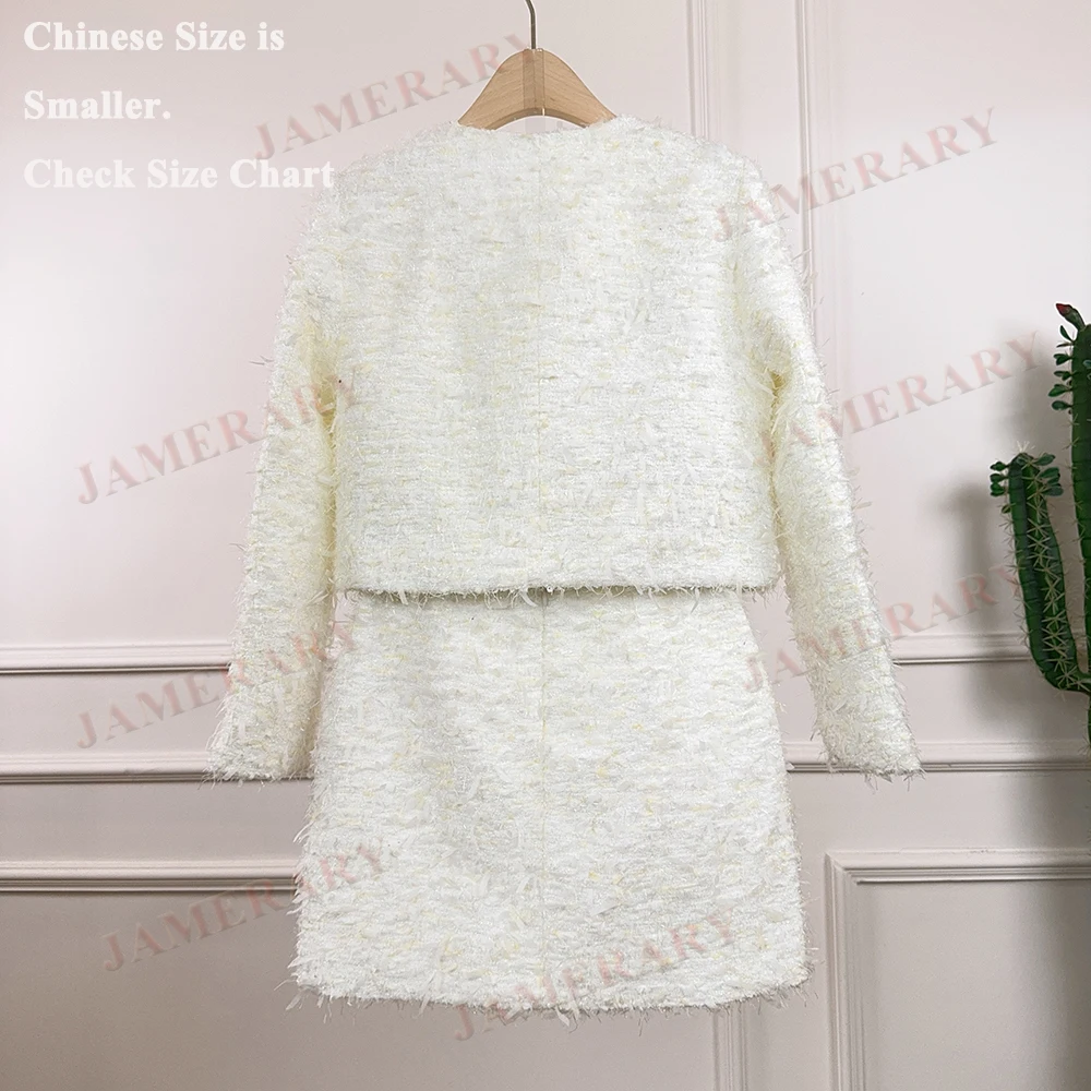 秋ツイードドレスツーピースセット女性ダイヤモンドジャケットダブルブレストコートミニショートスカート冬服エレガントブランドスーツ