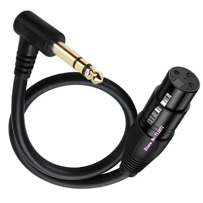 Right Angle Elbow Mono TS 6.35 Male XLR Male Female Audio Cable Line 90 Degree Stereo TRS 6.35 Male XLR CANNON Male Female Cable