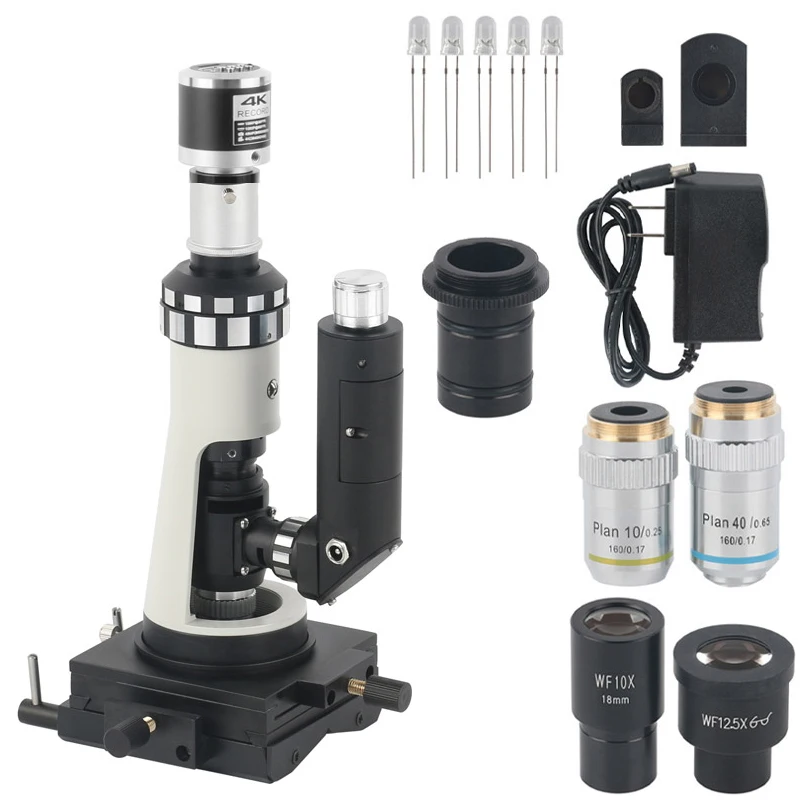 1/set Industry Handheld Portable Metallographic Microscope Zoom 100X 400X Polarizing Light Microscope + Magnetic Base Polarizer