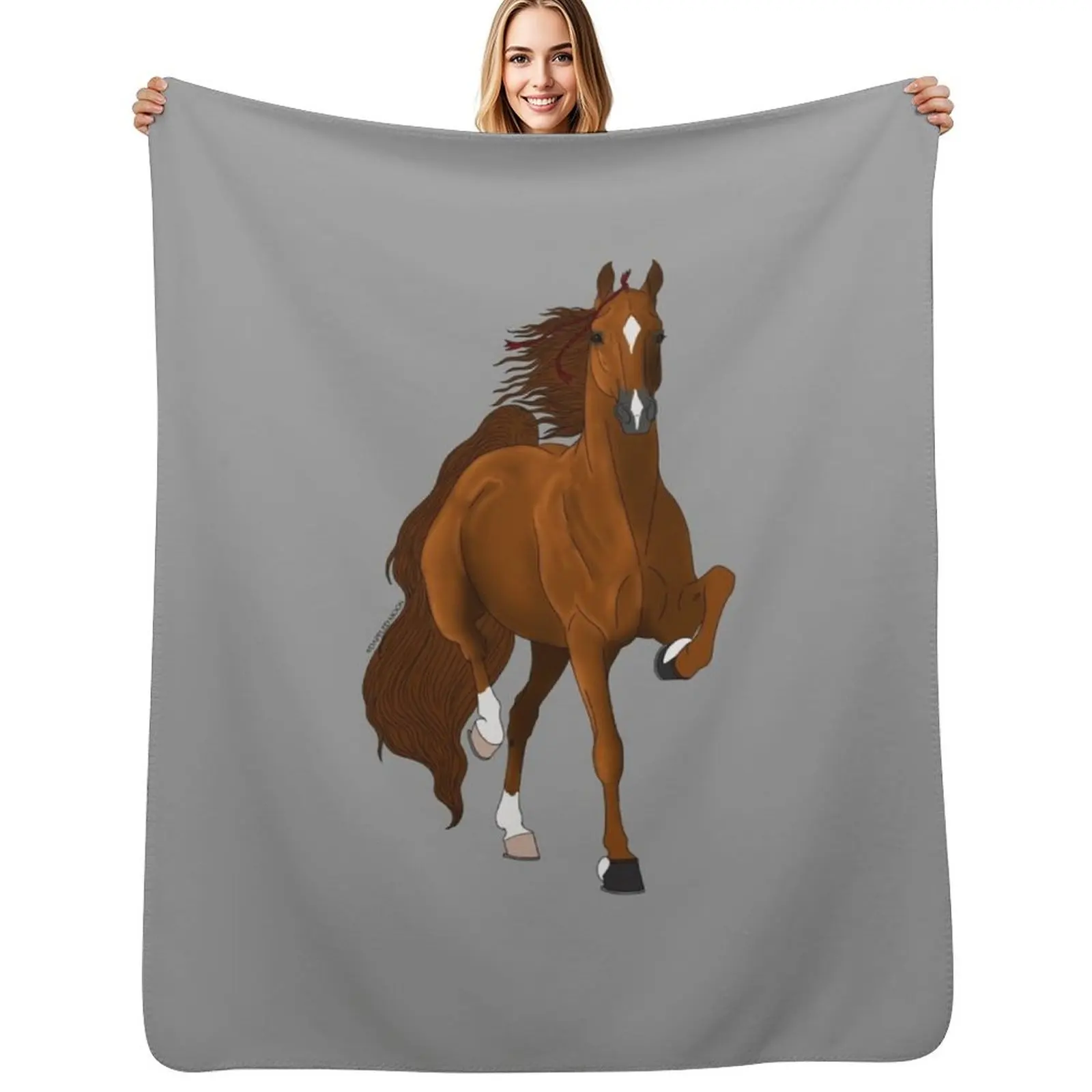 Chestnut American Saddlebred Horse Throw Blanket for winter Soft Thermal for babies Beach Blankets