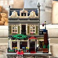 Creative Street View Parisian Restaurant Building Blocks Architecture Model Assemble Bricks Toy Gift For Children Kid Adult Girl