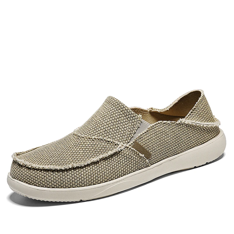 

Hot Sale Khaki Loafers Men Plus Size 39-47 Lightweight Slip-On Men's Canvas Shoes Breathable Non-Slip Flat Shoes Men Espadrilles