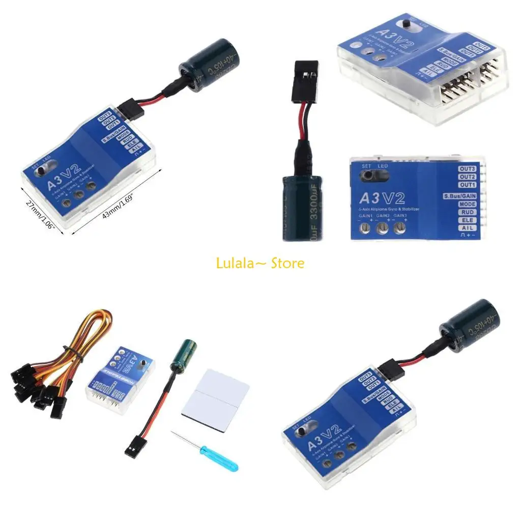 Y4QA 3Axis Auxiliary Gyro Remote Control Airplanes Toy Durable Steering Corrective Gyroscope Modified Kits for Fixed Wing
