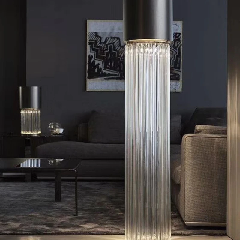 

Floor Light Luxury and Simplicity Black Steel Living Room Bedroom Pillar Lamp Floor Lamp