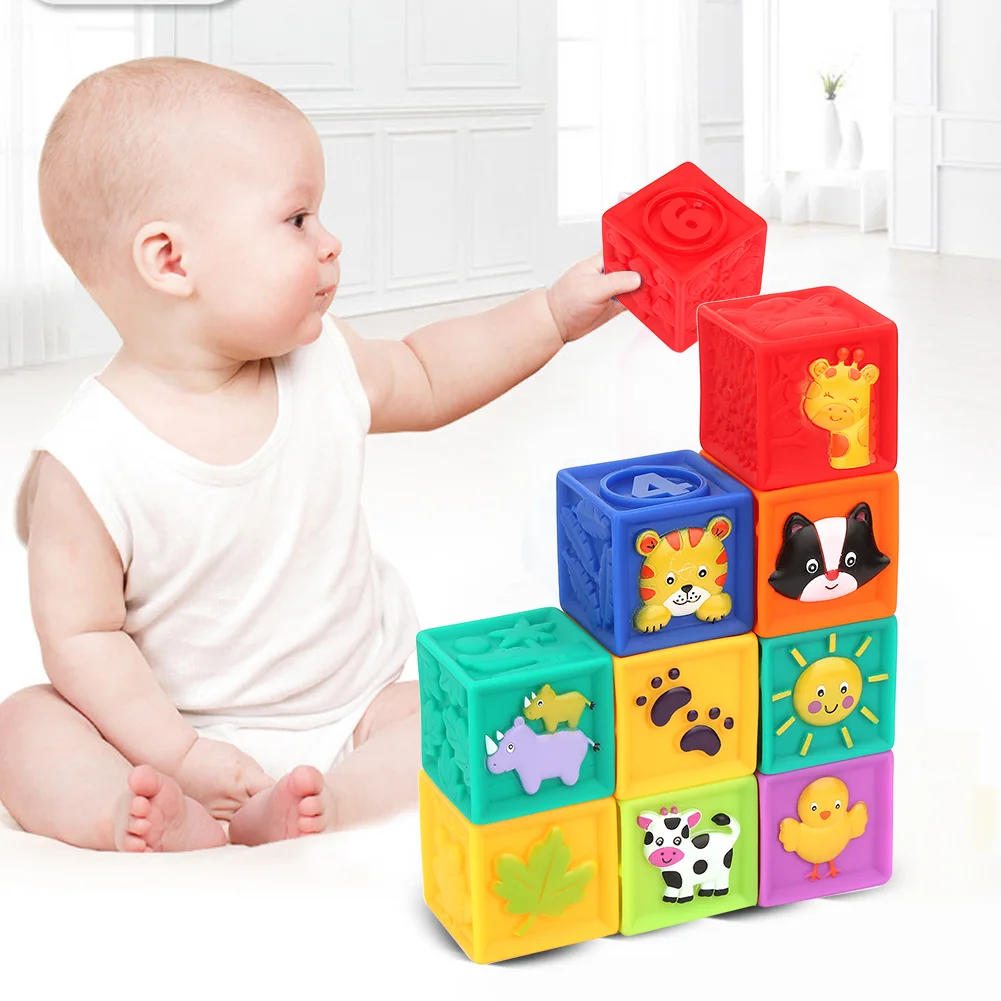 

ZK20 Soft Blocks Toddler Kids Building Block Playset 9 Toy Blocks