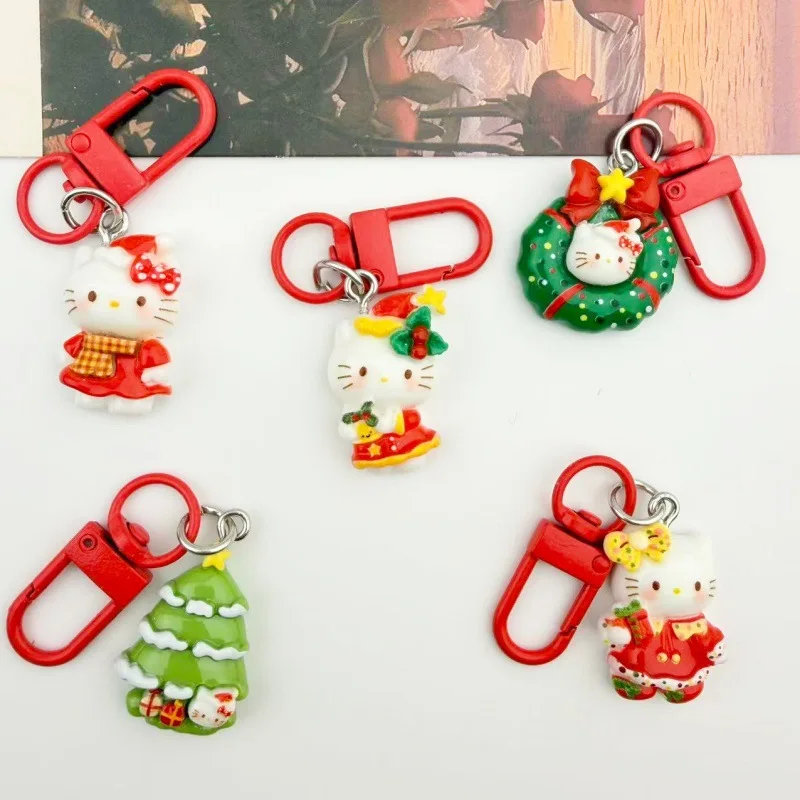 سانريو لطيف الكرتون عيد الميلاد مرحبا كيتي المفاتيح قلادة حقيبة بناتي ملحق حقيبة ظهر الطالب حلية أفضل صديق هدية #4