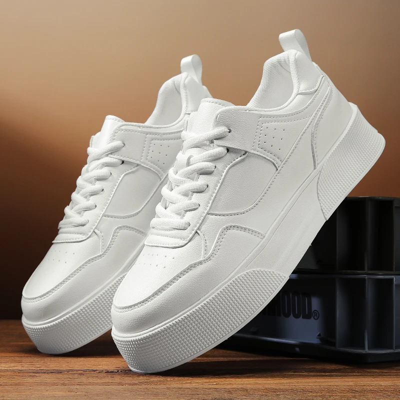 2025 Trend Men\'s Sneakers Designer Platform Sports Shoes Men Comfortable Leather Skateboard Shoe Man White Casual Sneaker 39-47