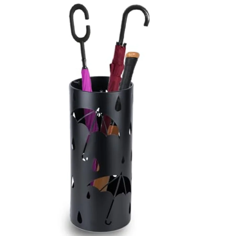 

Металлическая подставка для зонтов в прихожую, черная, круглая, отдельно стоящая, с 3 крючками для тростей, органайзер для дома