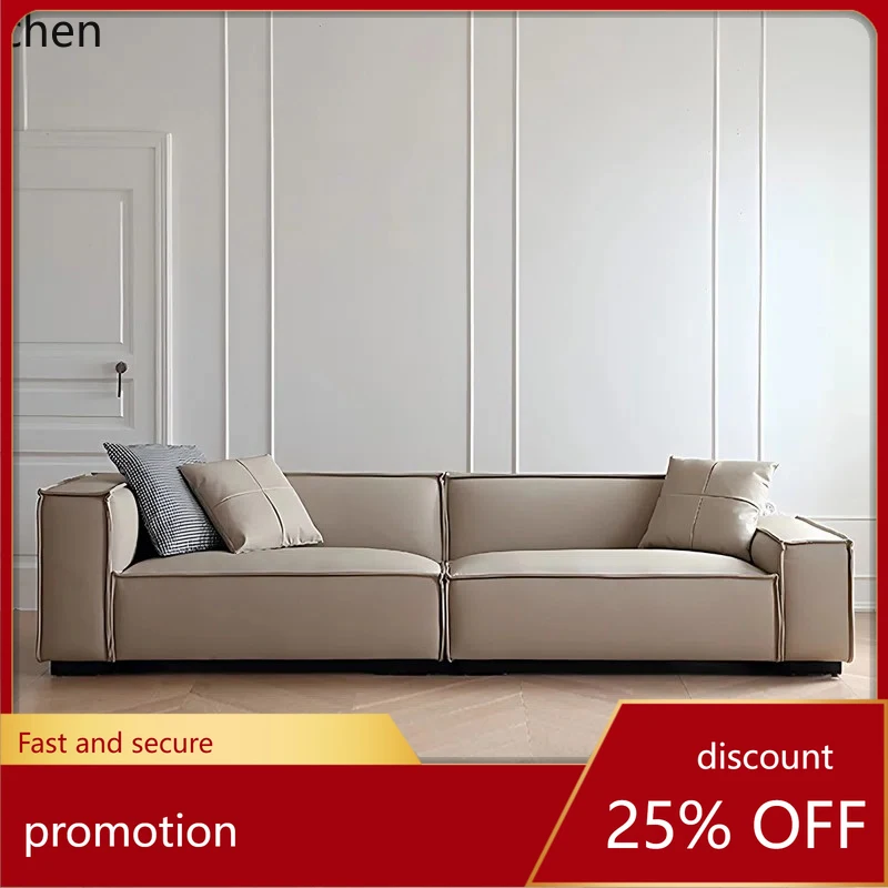 ZML minimalist leather art square sofa living room modern simple tofu block straight row leather sofa
