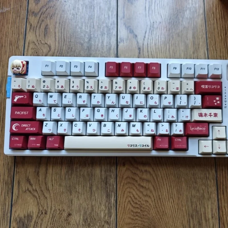Lycoris Recoil Nishikigi Chisato Keycap Keyboard Mekanis Anime Gaming Cherry R4 Profil Kustom 3D Resin Cross Axis Keycaps