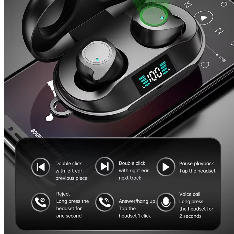 سماعات سوني اللاسلكية بلوتوث 5.5 سماعات HIFI ستيريو ألعاب رياضية سماعة بصمة اللمس سماعة مع ميكروفون سماعات أذن #4