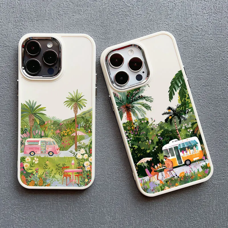 Coconut Tree Silicone Phone Case For iPhone 16 Pro Max 11 12 13 14 15 Pro Max X XR XS 7 8 15 Plus SE2 Summer Scenery Back Covers