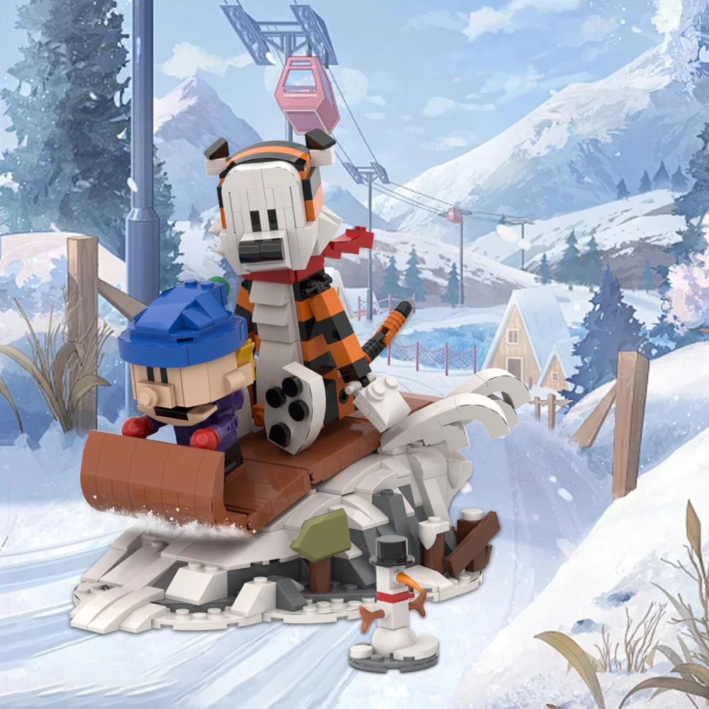 

Креативный эксперт MOC Calvined and Hobbes, строительные блоки, мультяшная аниме-фигурка, модель кирпича, коллекционные развивающие игрушки, подарок для ребенка