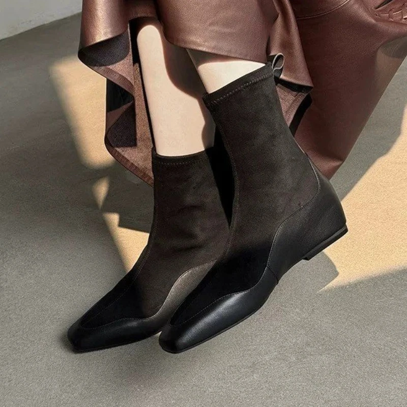 

Women Ankle Boots Flats Suede New Shoes 2025 Designer Winter Elegant Snow Chelsea Fashion Boots Casual Party Woman Botas Zapatos