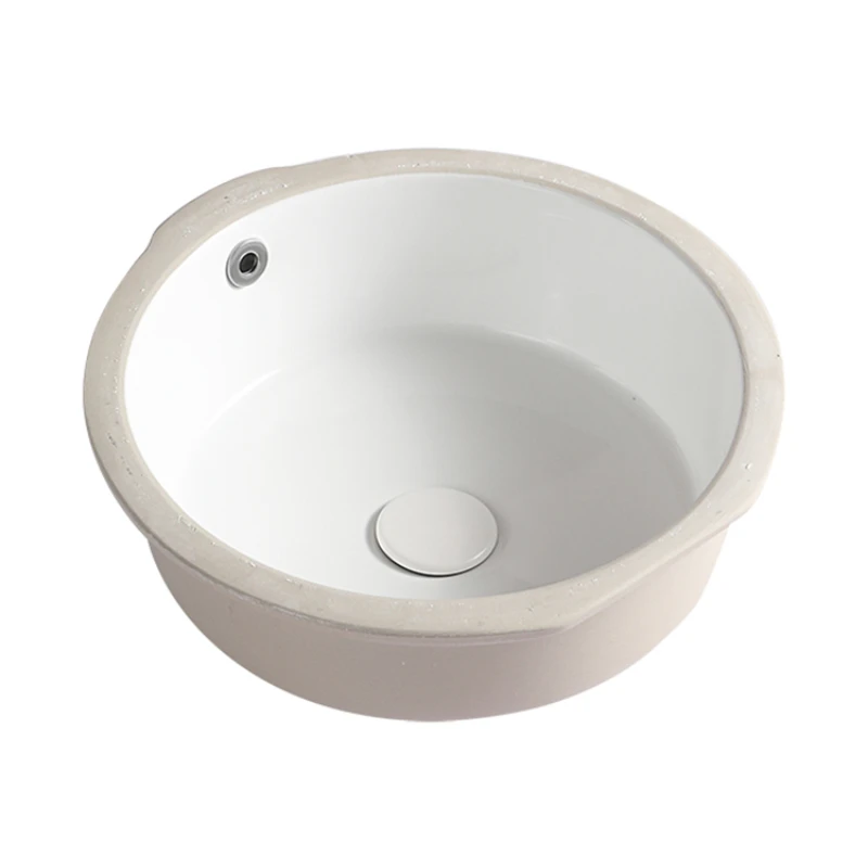 Circular flat bottomed basin with embedded sink, single basin, mini small size balcony, ceramic household washbasin