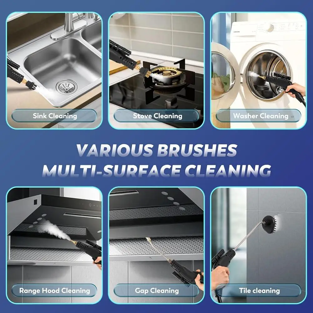 High Pressure Handheld Steam Cleaner 1700W Fast Heating Tankless Chemical-Free Cleaning Machine Multi-Surface Home Use