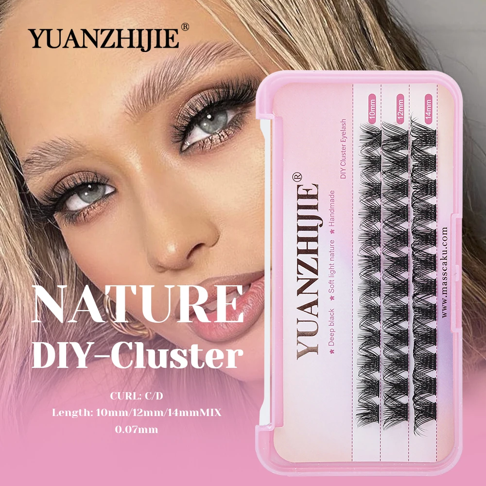 36 Pcs YUANZHIJIE 0.07mm Thickness Handmade Synthetic Mink Segmented Hybrid Lashes Long-lasting DIY Clusters Eyelashes Bundles