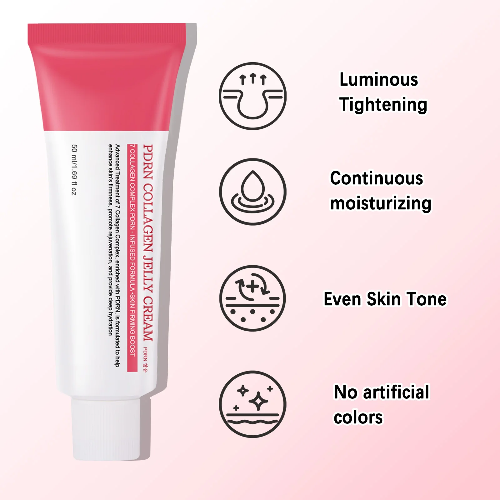 

50ml Collagen Jelly Face Cream for Skin Firming Moisturizer Brighten Dull Skin 7 Collagen Non-Sticky Facial Cream Day/Night Use