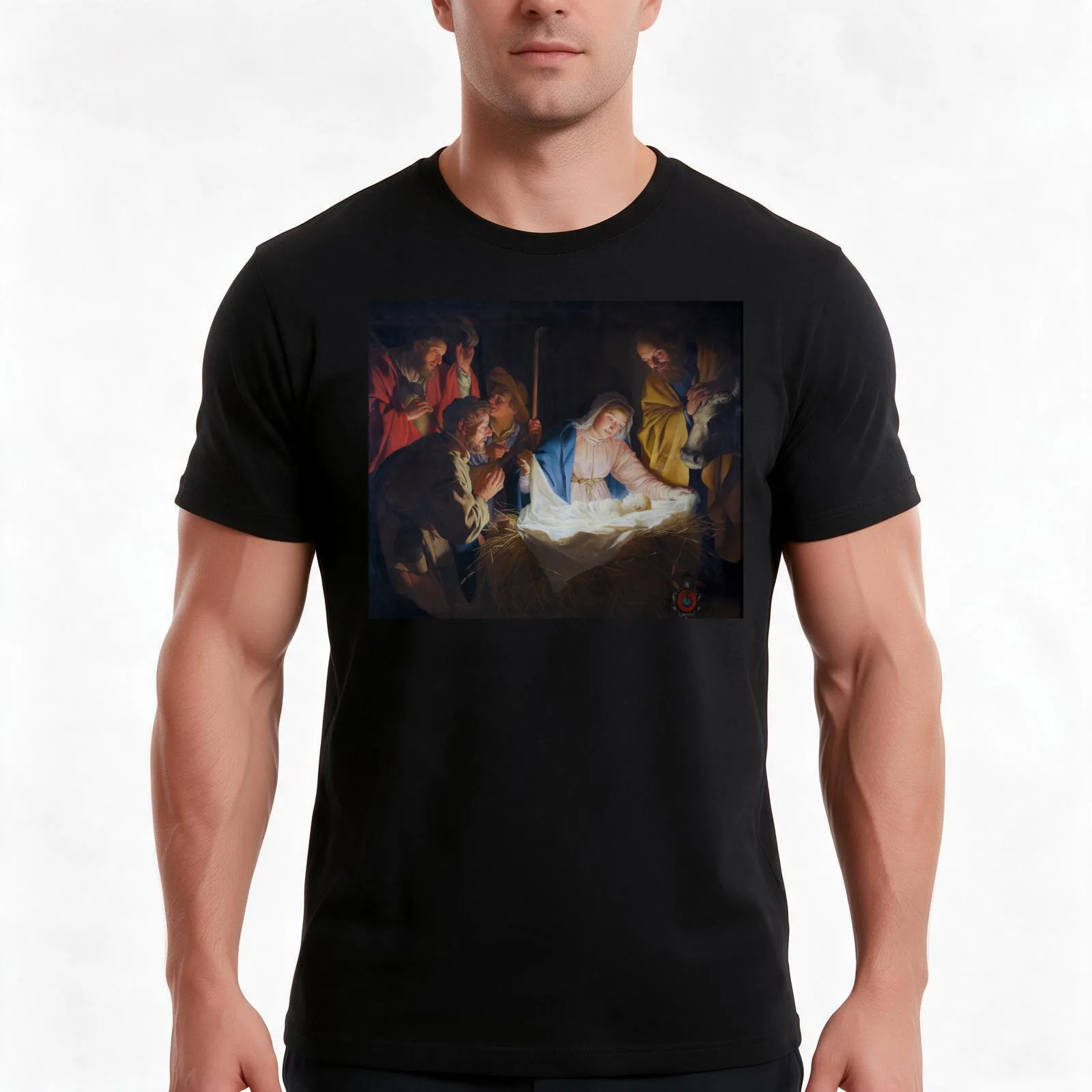 Adoration of the Shepherds by Gerard van Honthorst T-Shirt Summer Casual Cotton Tee Oversized Streetwear Tops 100% Cotton