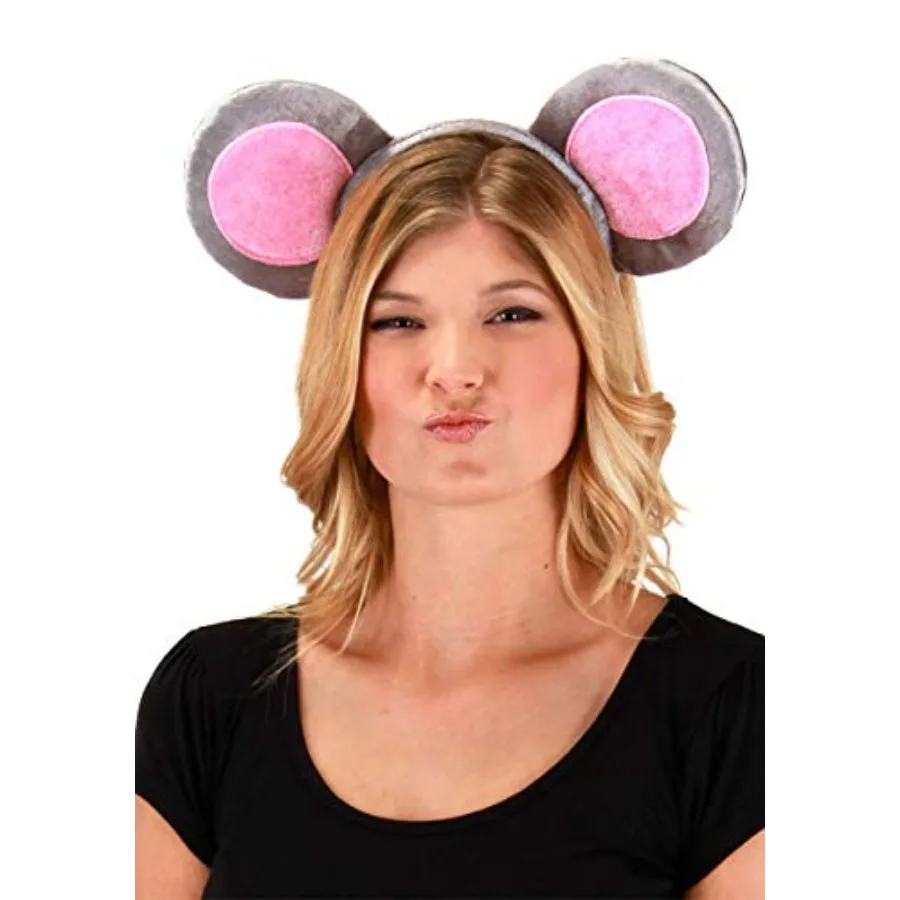 elope Gray Mouse Ears Headband and Tail Kit - Velour-Covered Ears and Foam Tail with Hook and Loop Fastener