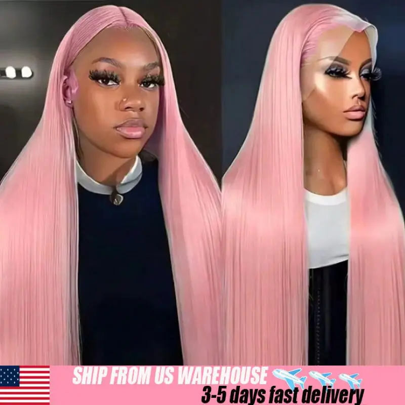 

Pink Human Hair Wig Straight Human Hair Wigs 38 Inch Wigs Human Hair Hd Frontal 13x6 13x4 Cheap Wigs On Clearance Sale