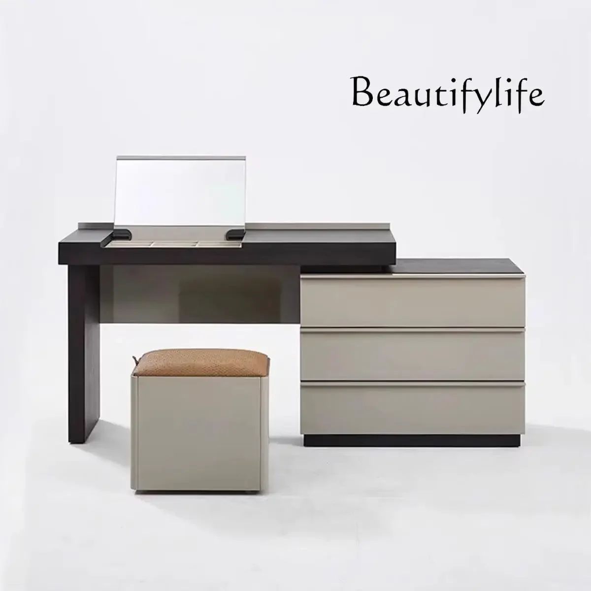 

u Italian minimalist dresser chest cabinet integrated high-end designer flip cover makeup desk storage cabinet