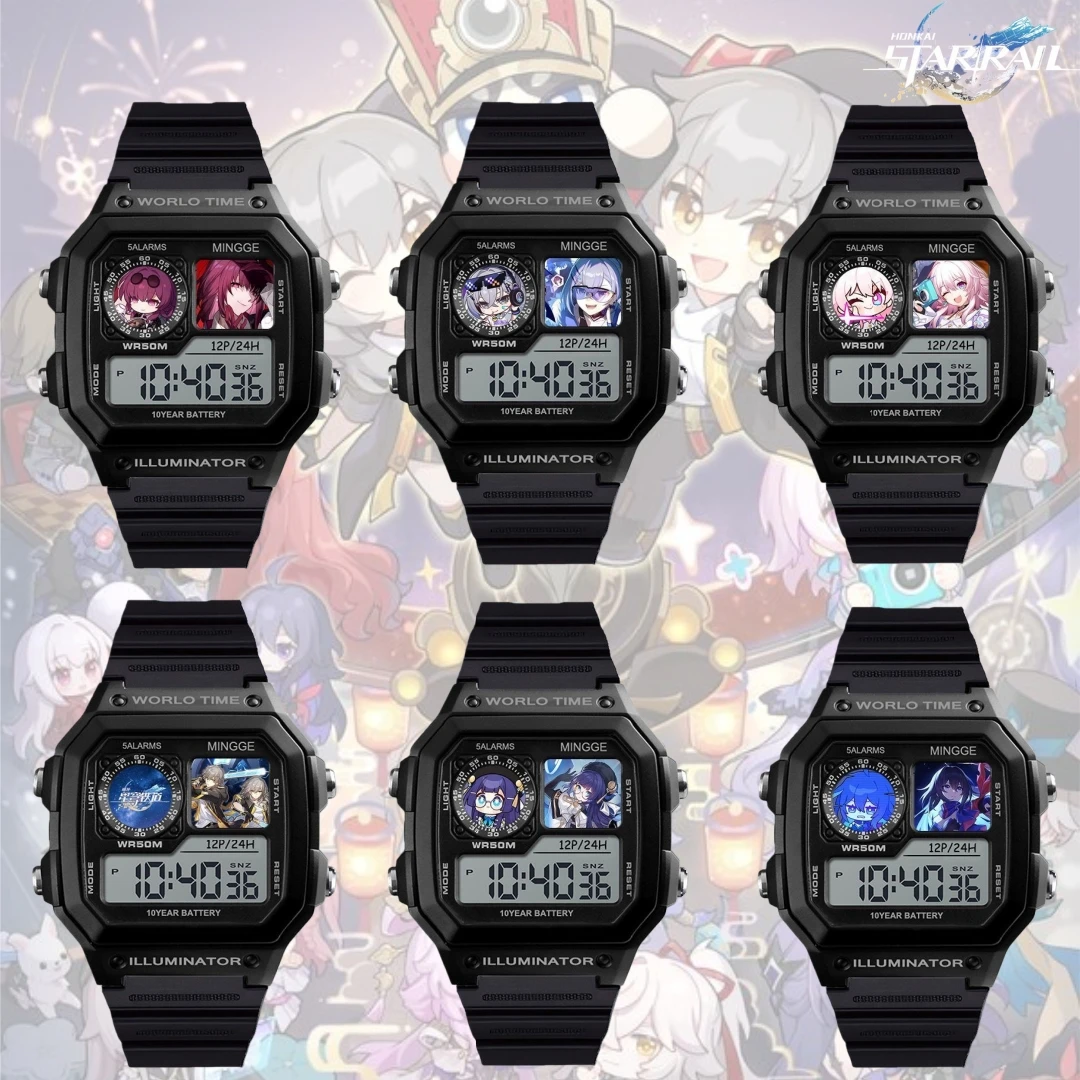 혼카이:스타 레일 전자 시계 - 방수, 타이밍 알람 시계, 패션 시계 실버 울프 카프카 3월 7일 팬 생일 선물