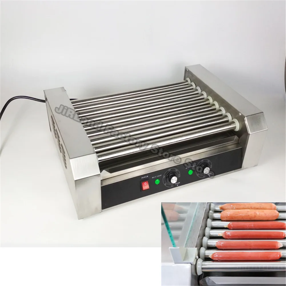 핫도그 기계 롤러 로스트 소시지 그릴 기계, 고급 스테인레스 스틸 9 a 스틱, 핫도그 소시지 그릴