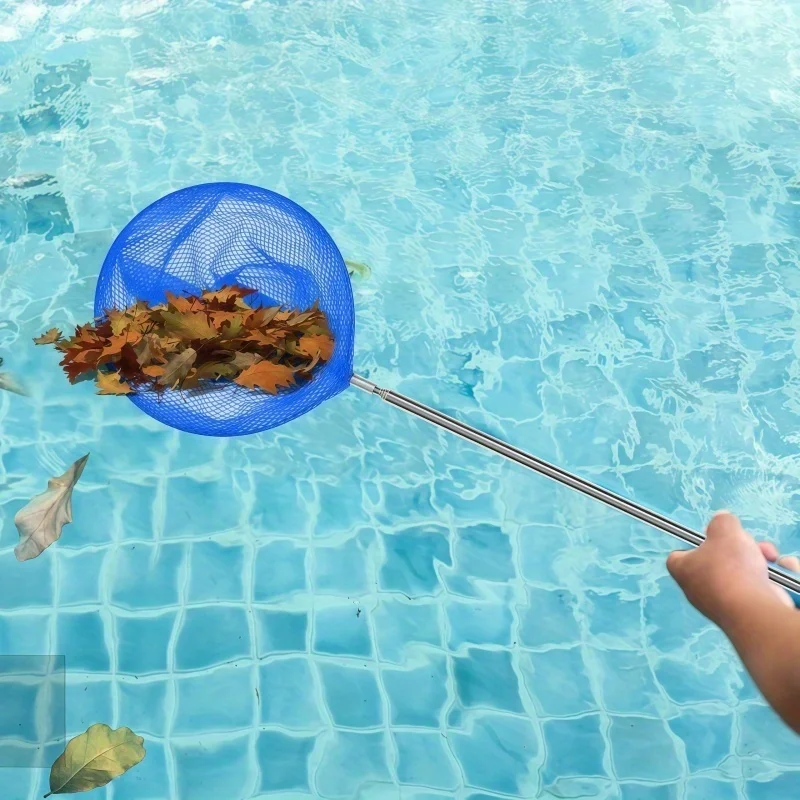 1Pc Telescopic Pool Net, 5-Section Extendable Leaf Skimmer for Pools, Ponds, Spas, Also for Catching Butterflies and Insects
