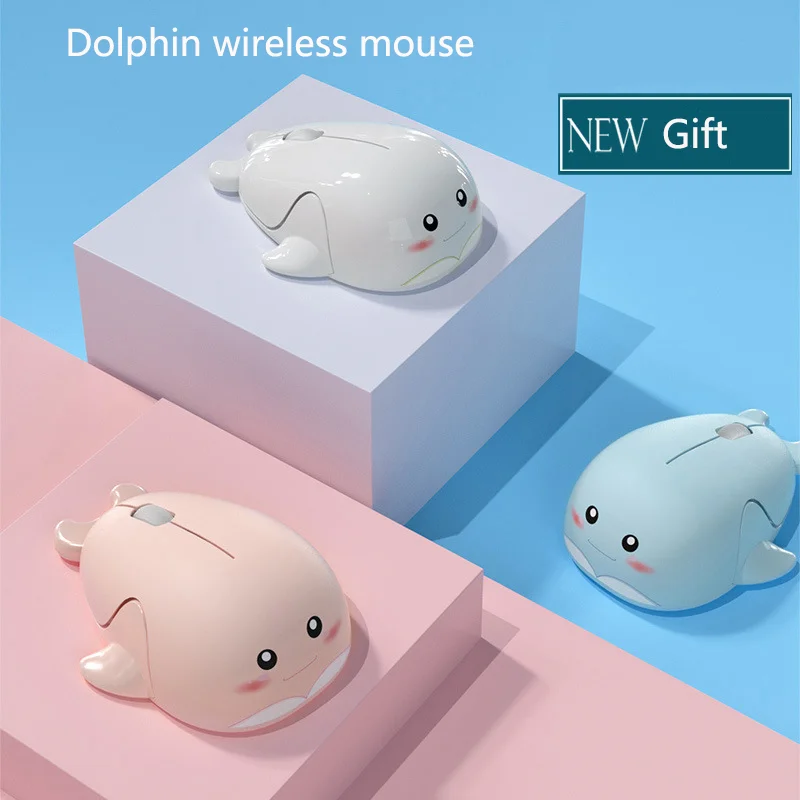 

Creative Dolphin Bluetooth/2.4G Wireless Mouse Cute Cartoon Mute USB Optical Charging Mause For Laptop PC Desktop Kids Gifts