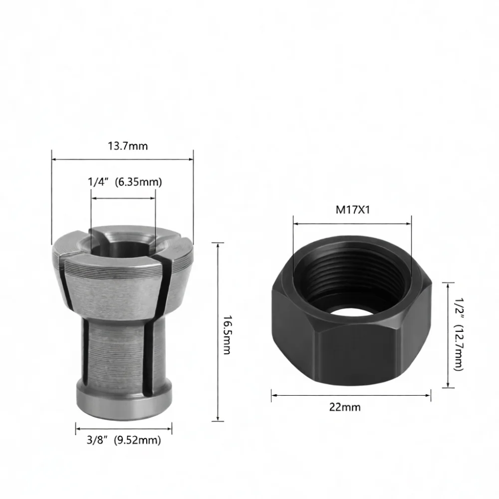 For LAVIE Trimmer Electric Router Collet Chuck Nut Wood Milling Cutter Adapter Spare Part Durable Clamping Device