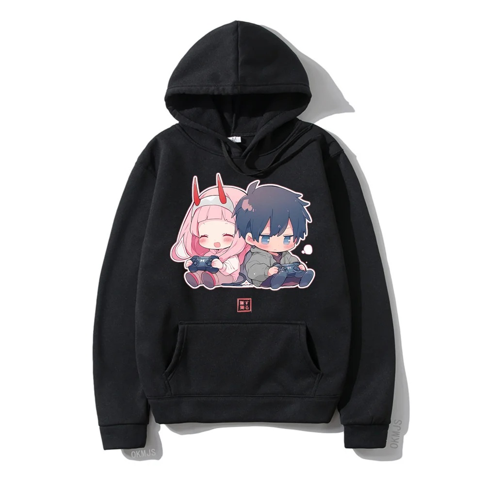 Women Casual Hoodies Harajuku Simple Hooded Sweatshirt Zero Two x Hero Gamers Darling in the FranXX Print Pullover Streetwear