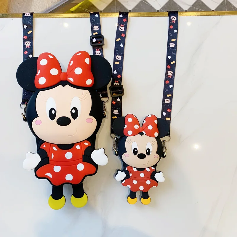 11cm żel krzemionkowy Disney regulowany StrapMickey Minnie Mouse Crossbody portmonetka dzieci torebka na ramię regulowany pasek na wakacje