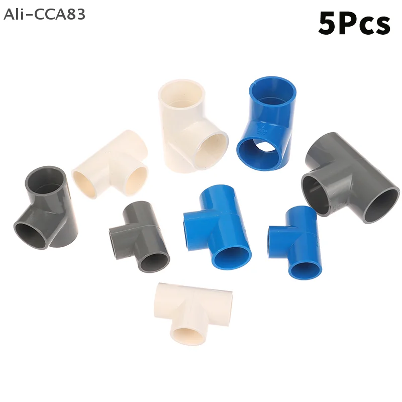 

5PCS 20/25/32mm Tee PVC Fitting 3 Way Connector T-shaped Home Garden Irrigation Aquarium Water Tube Fittings Joint Adapter