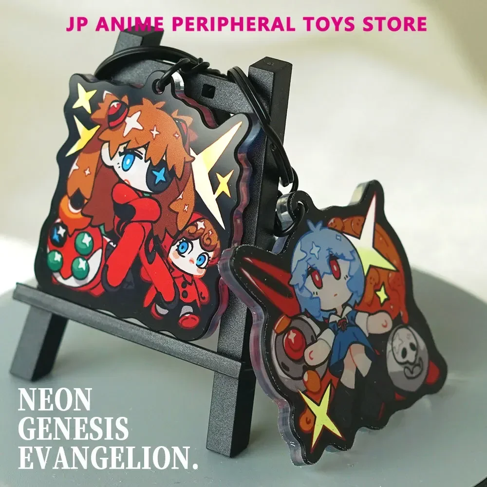 Evangelion Keychain Asuka Ayanami Rei Anime Acrylic Key Tag Motorcycles Cars Backpack Keychain for Friends Fashion Key RingGifts