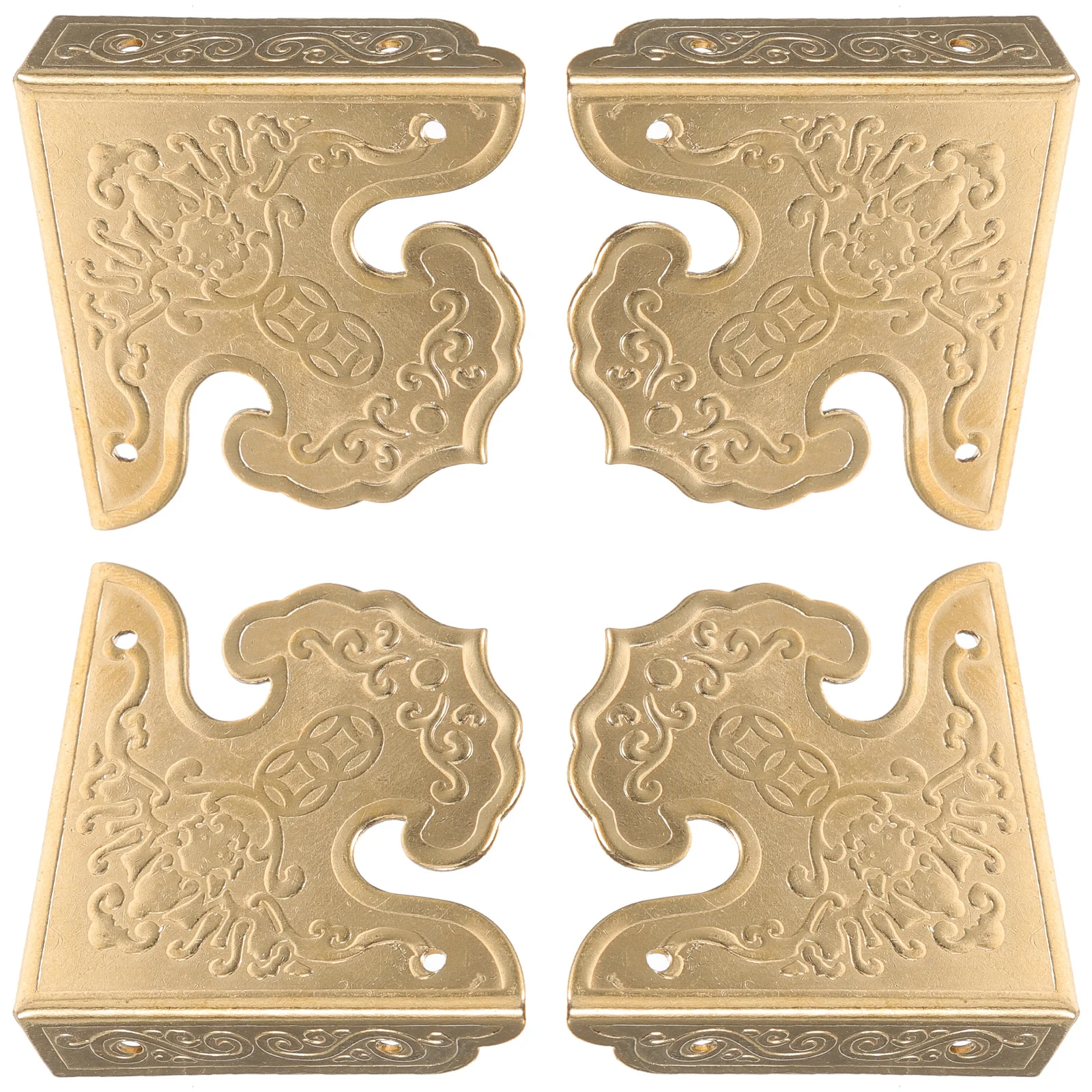 

4pcs Brass Box Corner Protectors Retro Metal Edge Guards For Jewelry Chest Wood Box Vintage Protective Covers