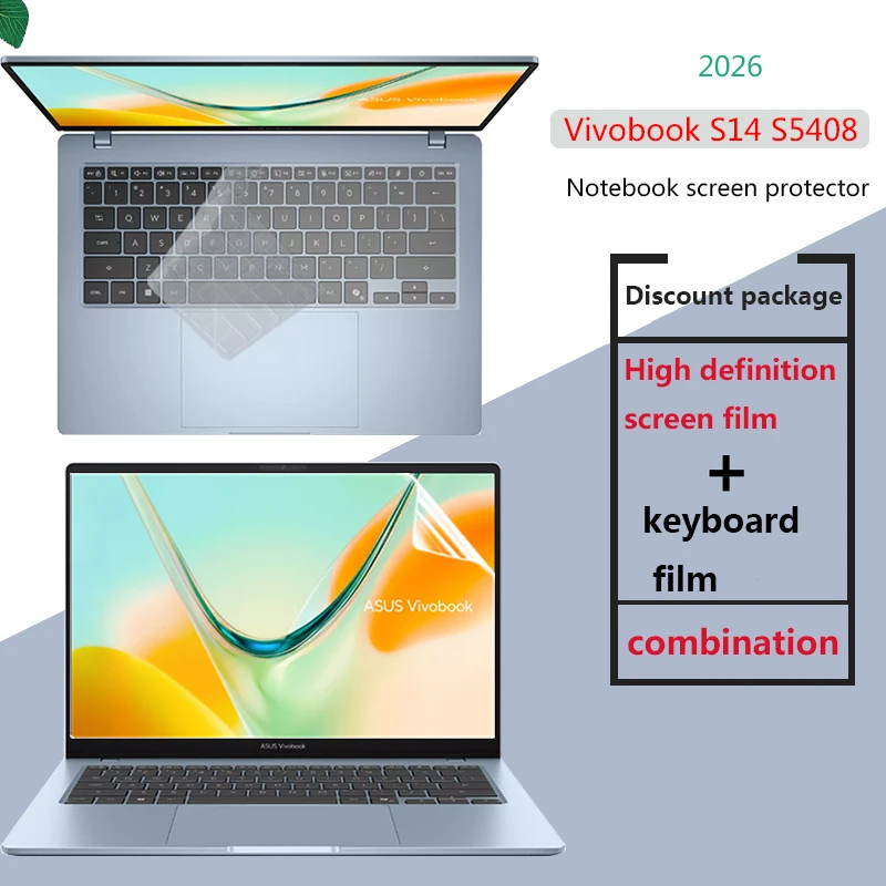 For New ASUS Vivobook S14 S5408 Laptop Keyboard Protective Film Screen Protector HD Anti-Reflective Anti-Blue Light Anti-Peep