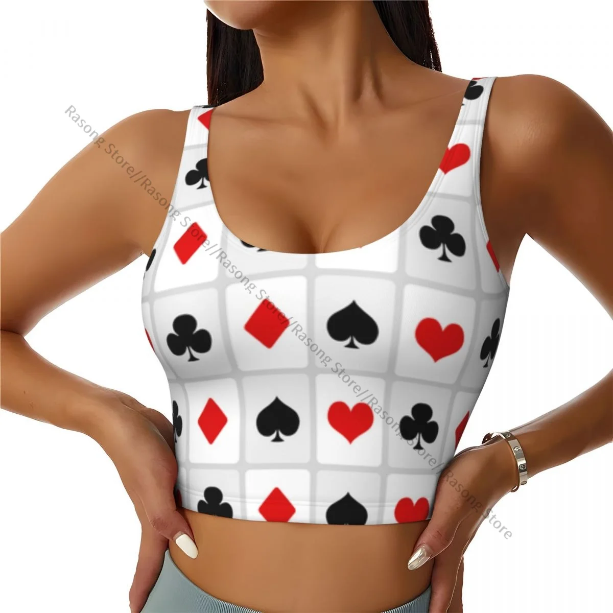 Sports Bra Women Running Yoga Clothes Vest Playing Cards Suit Background Gathering Fitness Vest