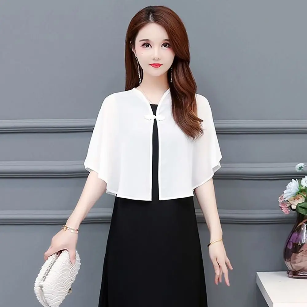 Short Outer Wear Multicolor Chiffon Shawl Breathable Short Thin Coat Tulle Shawl Summer