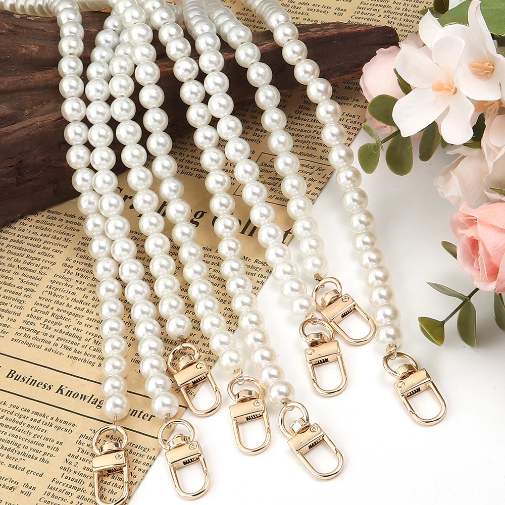 Resin Pearl Bead Chain With Clasp Handbag Chain Hand Carry Short Shoulder Strap Mobile Phone Chain Lanyard Diy Extension Chain