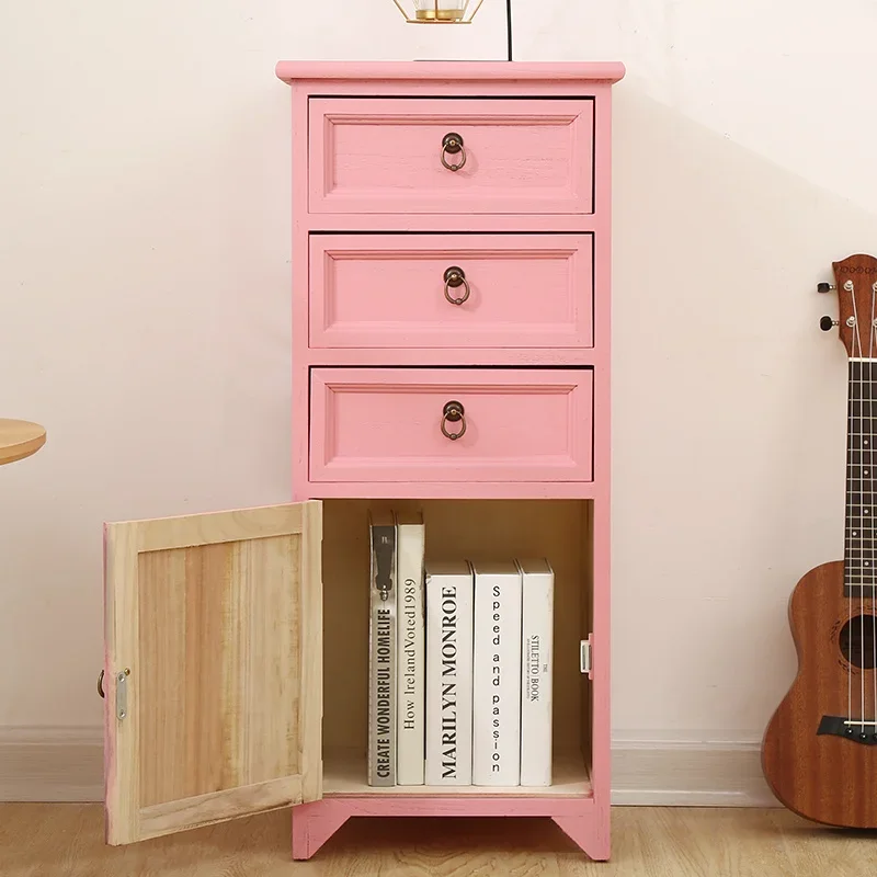 Wooden Chest Of Drawers – American Night Stands for Bedroom Pink Thickened Drawer Separator  Large Capacity Home Storage